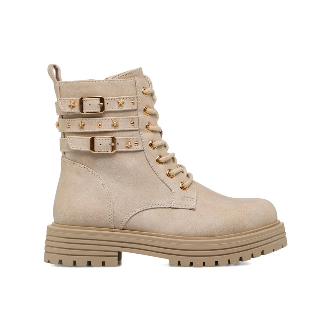 Anfibi beige da Bambina e Ragazza con fibbie e stelle Dieci Baci
