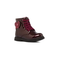 Anfibi bordeaux da Bambina con cuori e strass Dieci Baci