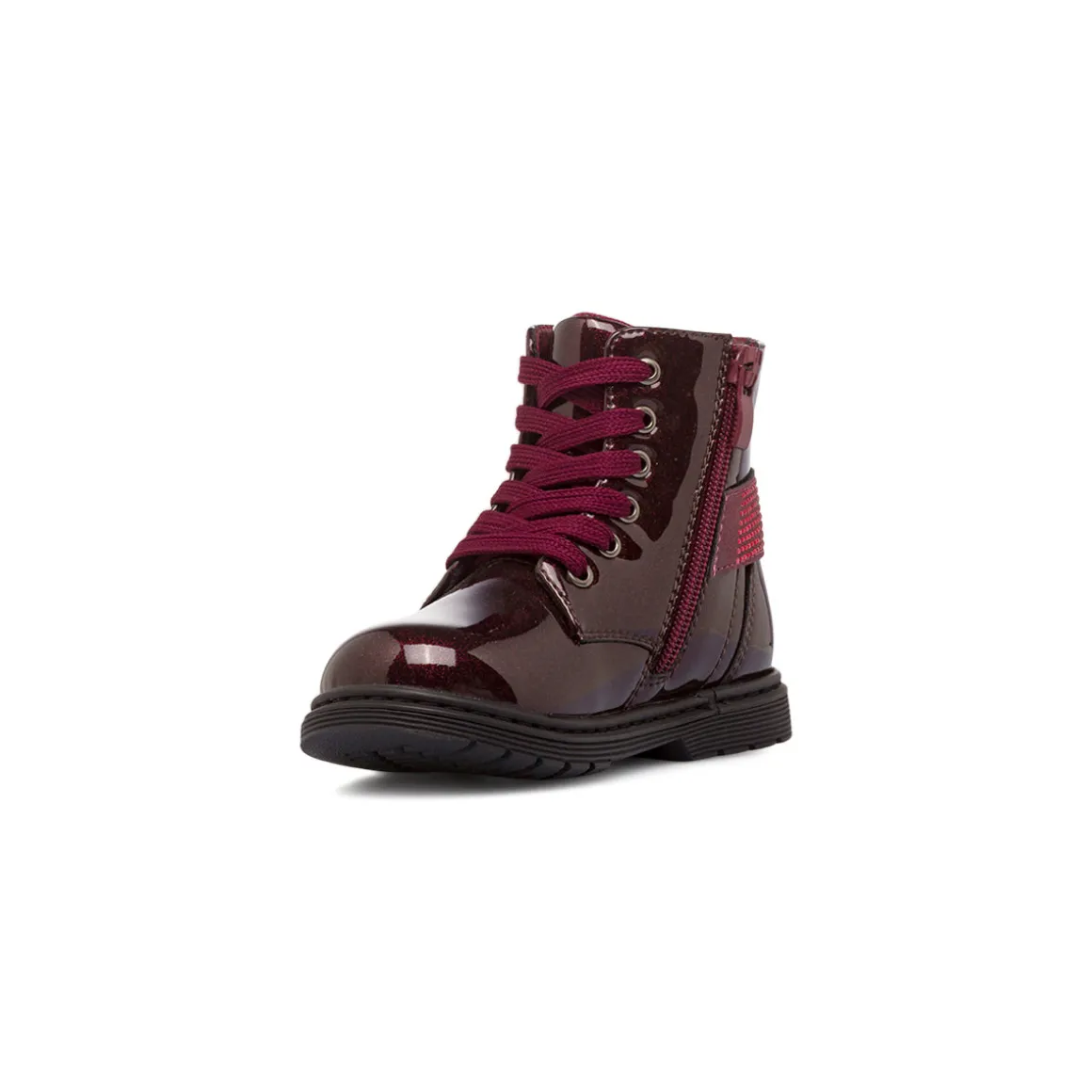 Anfibi bordeaux da Bambina con cuori e strass Dieci Baci