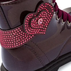 Anfibi bordeaux da Bambina con cuori e strass Dieci Baci
