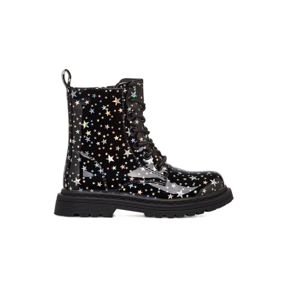 Anfibi da bambina Le scarpe di Alice neri con dettaglio stelle argento