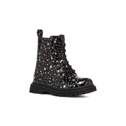 Anfibi da bambina Le scarpe di Alice neri con dettaglio stelle argento