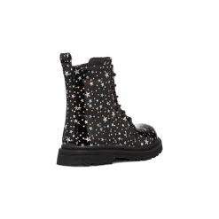 Anfibi da bambina Le scarpe di Alice neri con dettaglio stelle argento