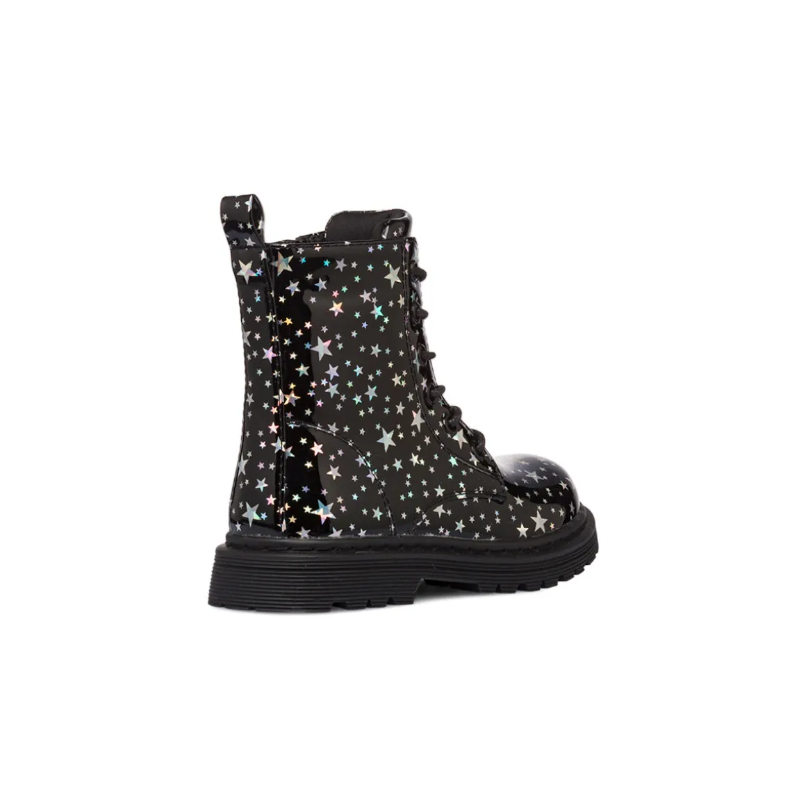 Anfibi da bambina Le scarpe di Alice neri con dettaglio stelle argento
