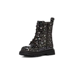 Anfibi da bambina Le scarpe di Alice neri con dettaglio stelle argento