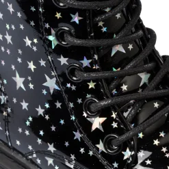 Anfibi da bambina Le scarpe di Alice neri con dettaglio stelle argento