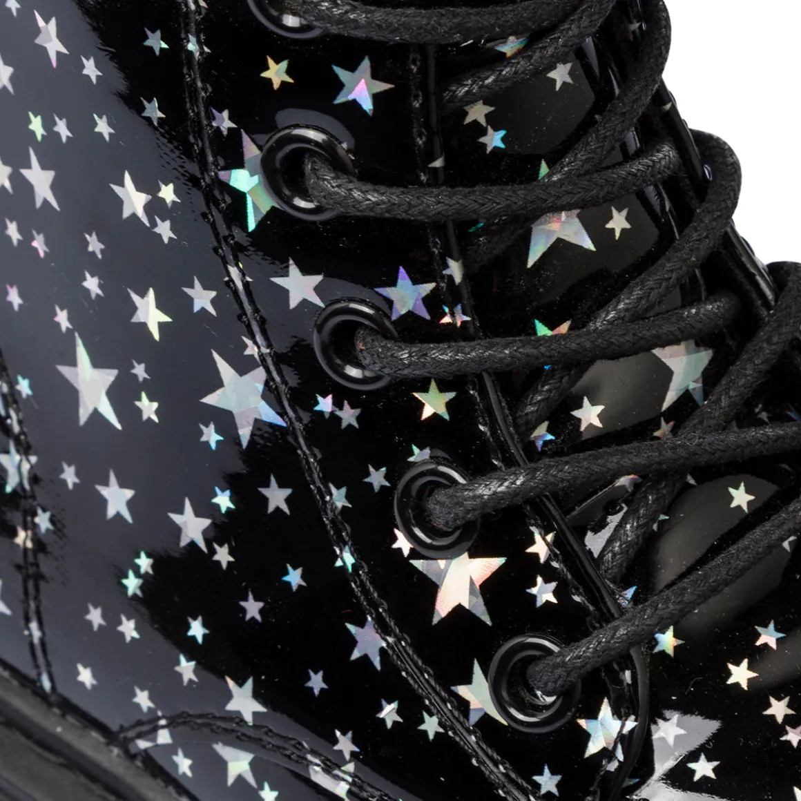 Anfibi da bambina Le scarpe di Alice neri con dettaglio stelle argento