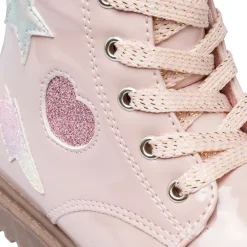 Anfibi da bambina rosa effetto vernice Le Scarpe di Alice