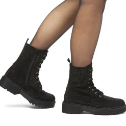 Anfibi da donna neri con strass Lora Ferres