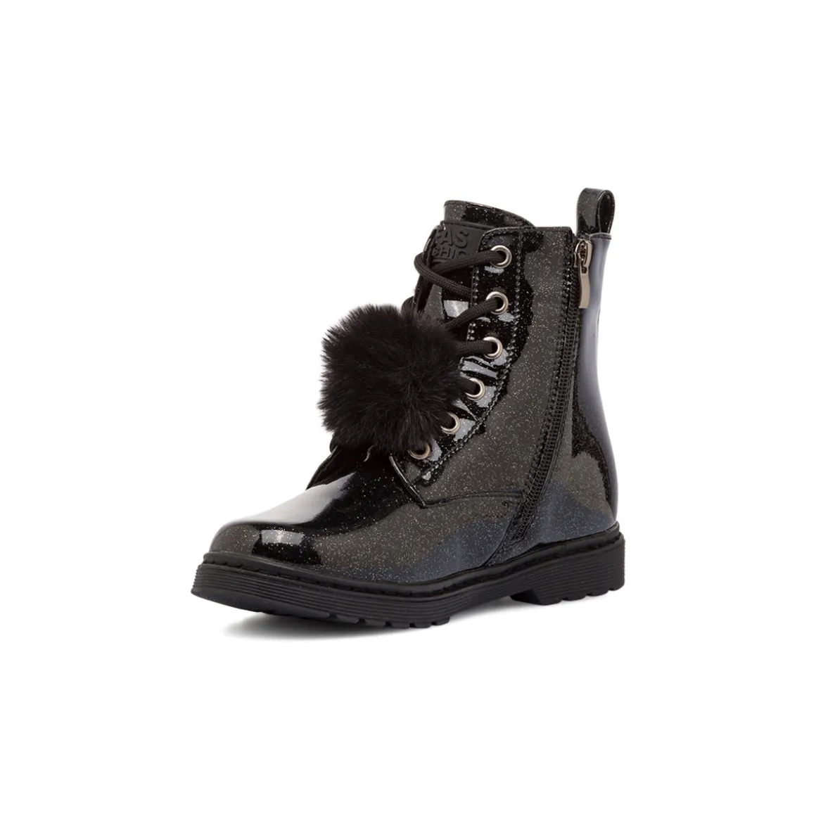 Anfibi da ragazza Le scarpe di Alice nero con glitter e dettaglio fenicottero