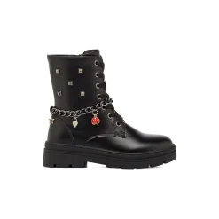 Anfibi da Ragazza neri con borchie e catena con charms Swish Jeans