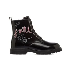 Anfibi da Ragazza neri lucidi con stampa grafica Smile Swish Jeans