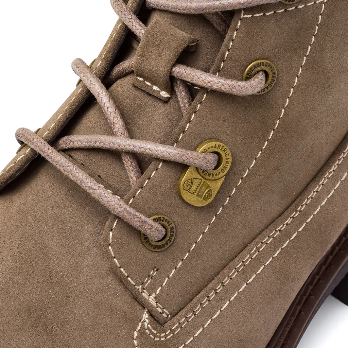Anfibi da uomo Americanino taupe con chiusura lacci e zip laterale.