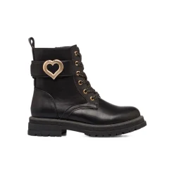 Anfibi neri da bambina con dettaglio cuore gioiello Le scarpe di Alice