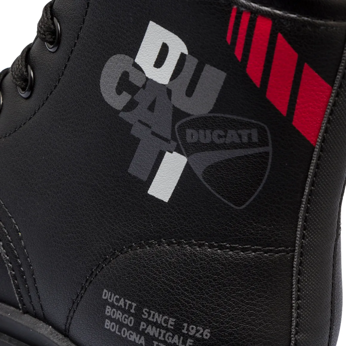 Anfibi neri da bambino con stampe e logo Ducati