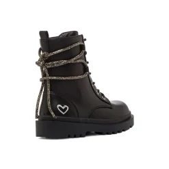 Anfibi neri da Ragazza con catena strass e cuore Dieci Baci