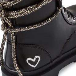Anfibi neri da Ragazza con catena strass e cuore Dieci Baci