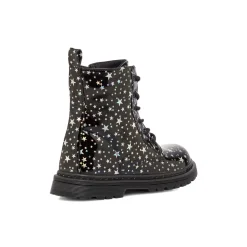 Anfibi neri da ragazza Le scarpe di Alice con dettaglio stelle argento