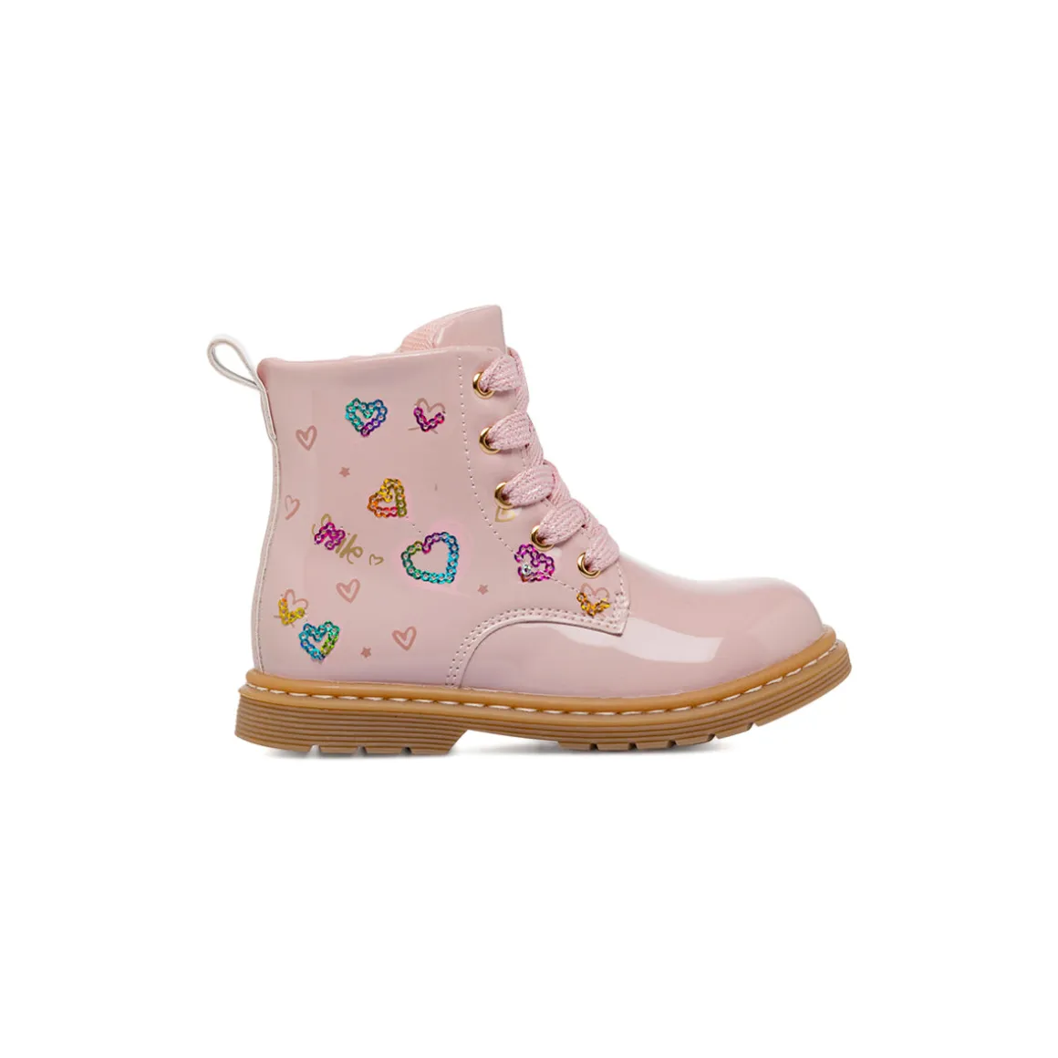 Anfibi rosa da Bambina con cuoricini in paillettes Le Scarpe di Alice