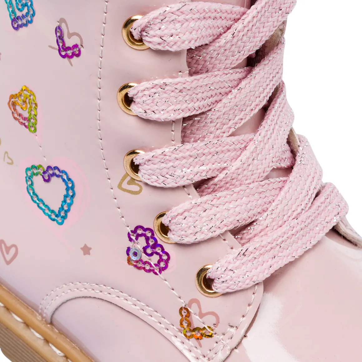 Anfibi rosa da Bambina con cuoricini in paillettes Le Scarpe di Alice
