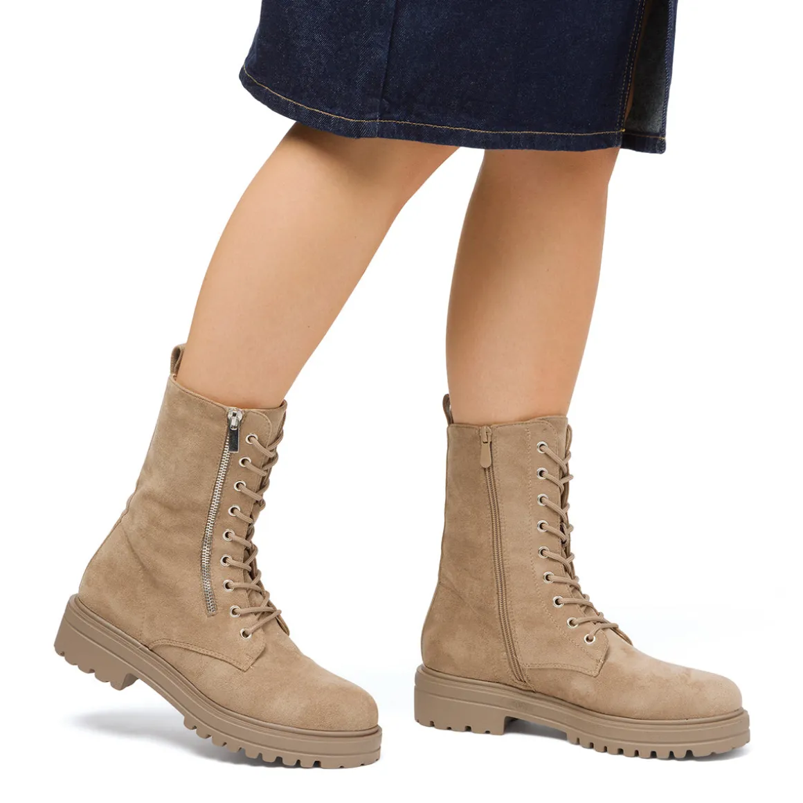 Anfibi taupe da donna effetto scamosciato Lora Ferres