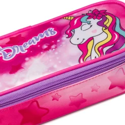 Astuccio ovale fucsia Magic Land con stampa unicorno