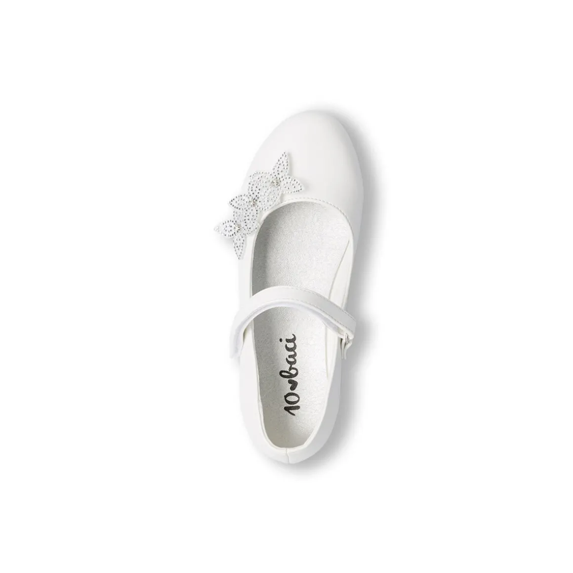 Ballerine bianche da ragazza con strass 10 Baci