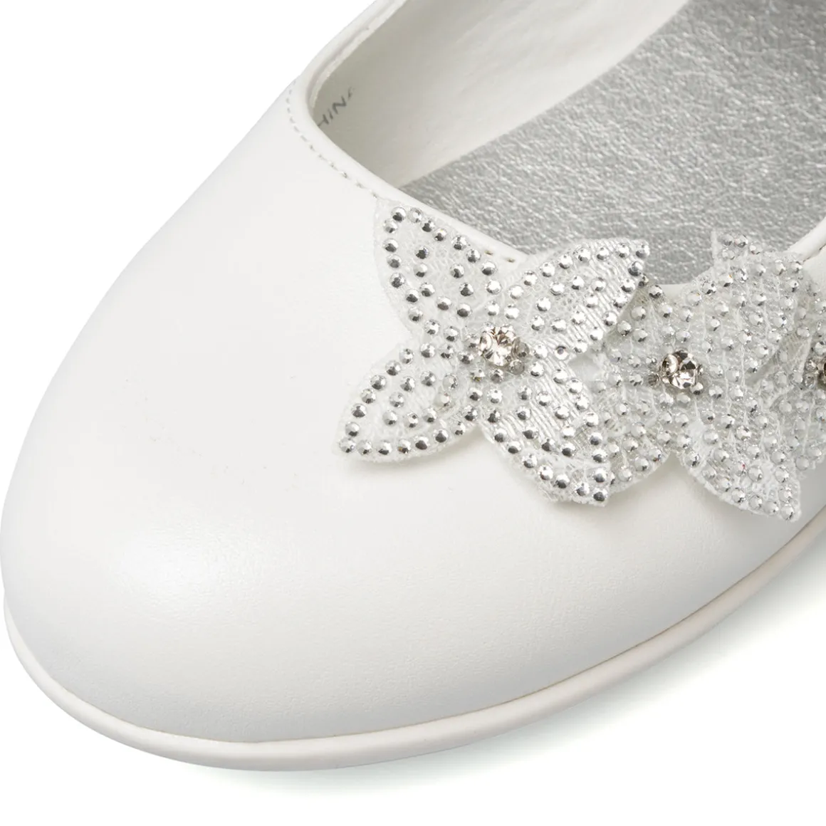 Ballerine bianche da ragazza con strass 10 Baci