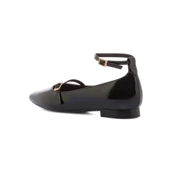 Ballerine da donna nere effetto vernice Lora Ferres con fibbia