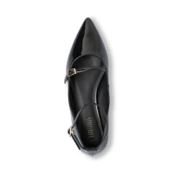 Ballerine da donna nere effetto vernice Lora Ferres con fibbia