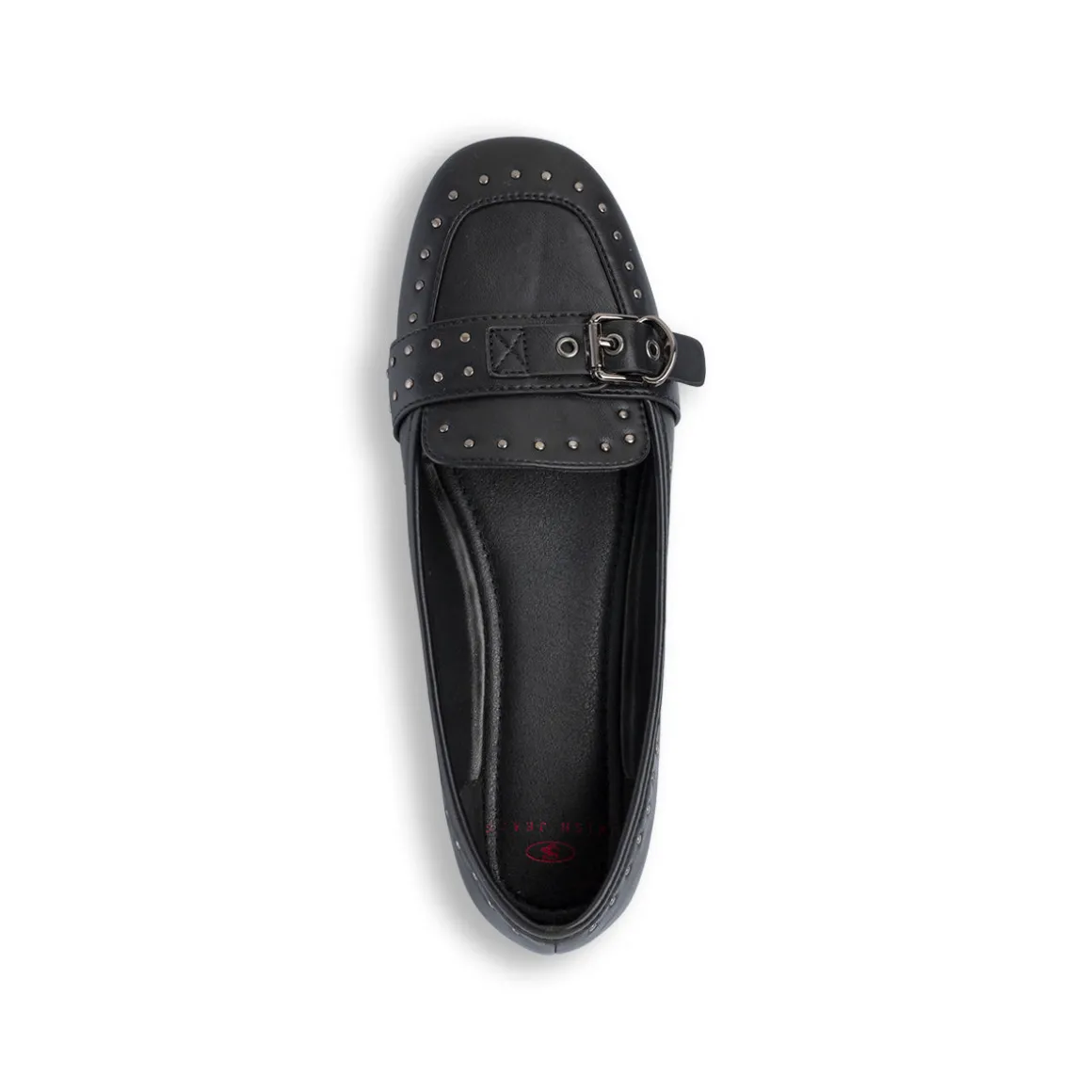 Ballerine da donna Swish Jeans nere con borchie e fibbia
