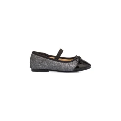 Ballerine glitter grigio da bambina con fiocco Le Scarpe di Alice