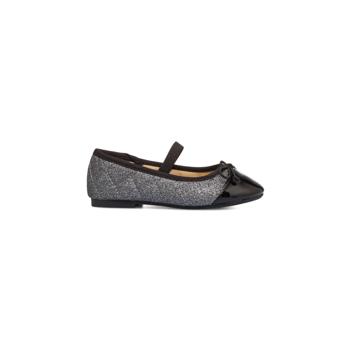 Ballerine glitter grigio da bambina con fiocco Le Scarpe di Alice