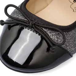 Ballerine glitter grigio da bambina con fiocco Le Scarpe di Alice