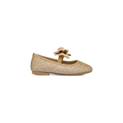 Ballerine glitter oro da bambina con fiocco Le Scarpe di Alice