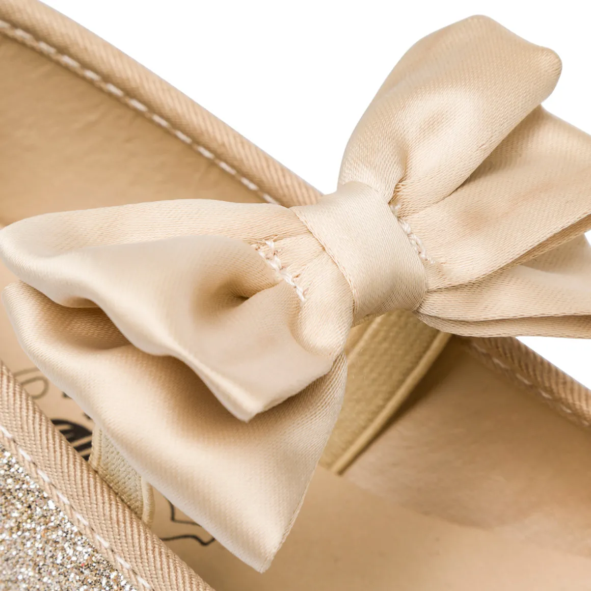 Ballerine glitter oro da bambina con fiocco Le Scarpe di Alice
