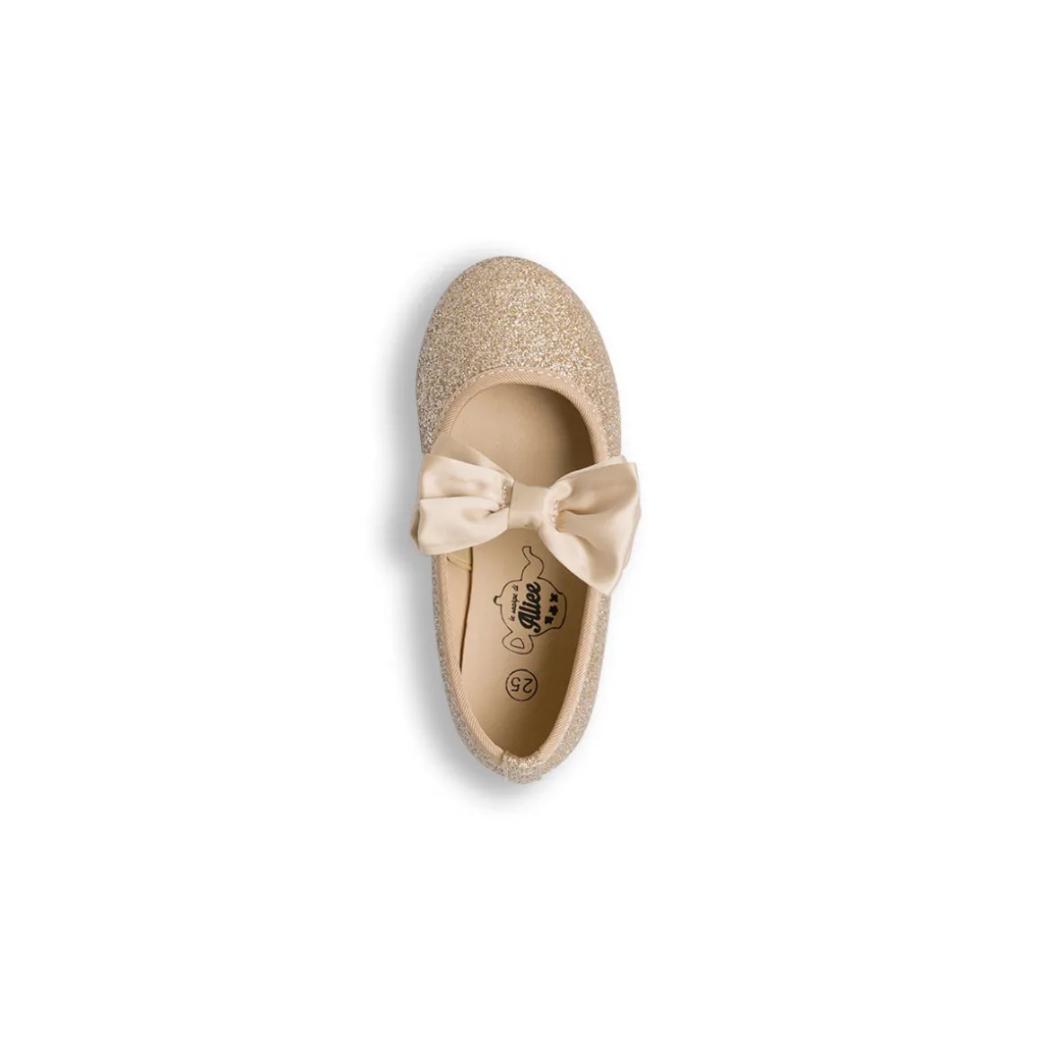 Ballerine glitter oro da bambina con fiocco Le Scarpe di Alice