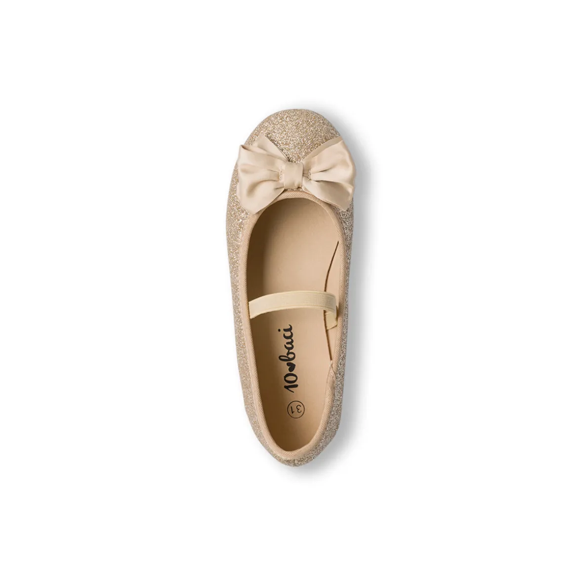 Ballerine in glitter oro da ragazza 10 Baci