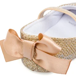 Ballerine neonata Chicco oro con glitter e fiocco in raso