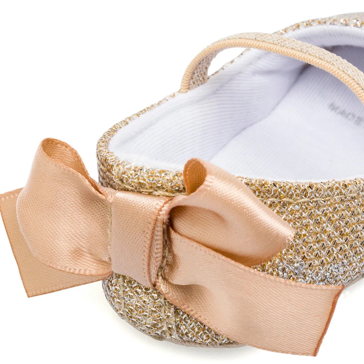 Ballerine neonata Chicco oro con glitter e fiocco in raso