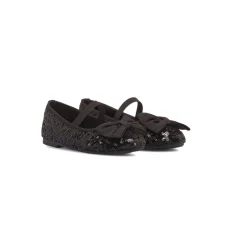 Ballerine nere con fiocco e paillettes da Bambina Dieci Baci