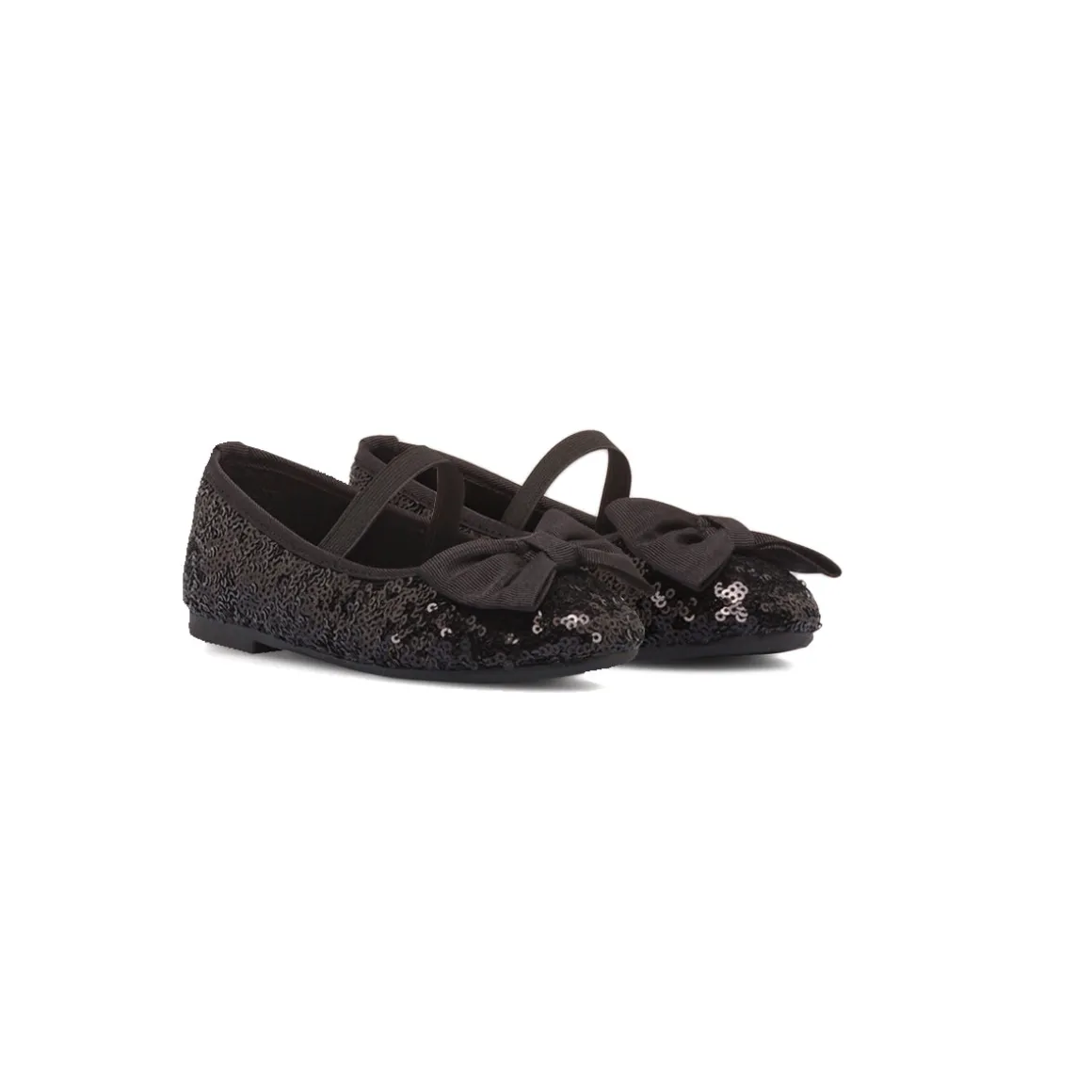 Ballerine nere con fiocco e paillettes da Bambina Dieci Baci