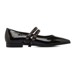 Ballerine nere da Donna con fibbie effetto vernice Lora Ferres