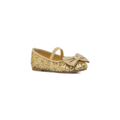 Ballerine oro con paillettes e fiocco da Bambina Dieci Baci