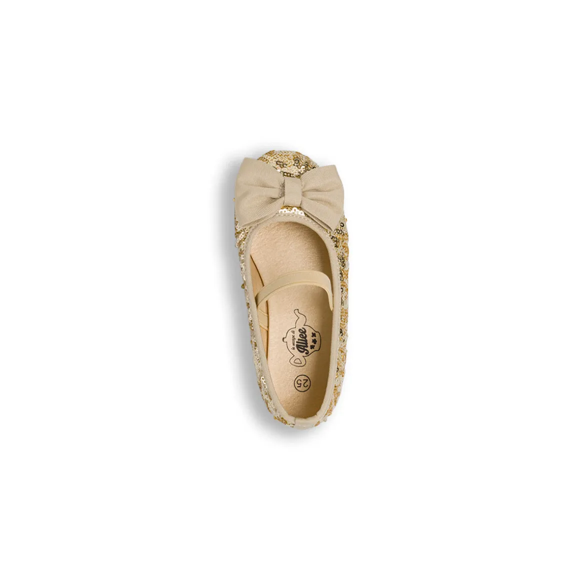 Ballerine oro con paillettes e fiocco da Bambina Dieci Baci