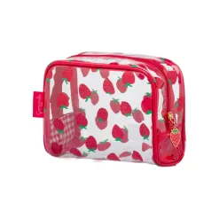 Beauty Case da Donna rosso con stampa fragole Camomilla Milano