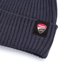 Berretto da Uomo blu scuro a coste con patch logo Ducati Corse