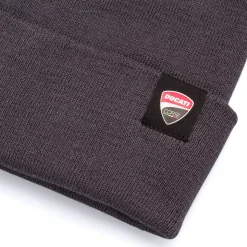 Berretto da Uomo grigio scuro a coste con patch logo Ducati Corse
