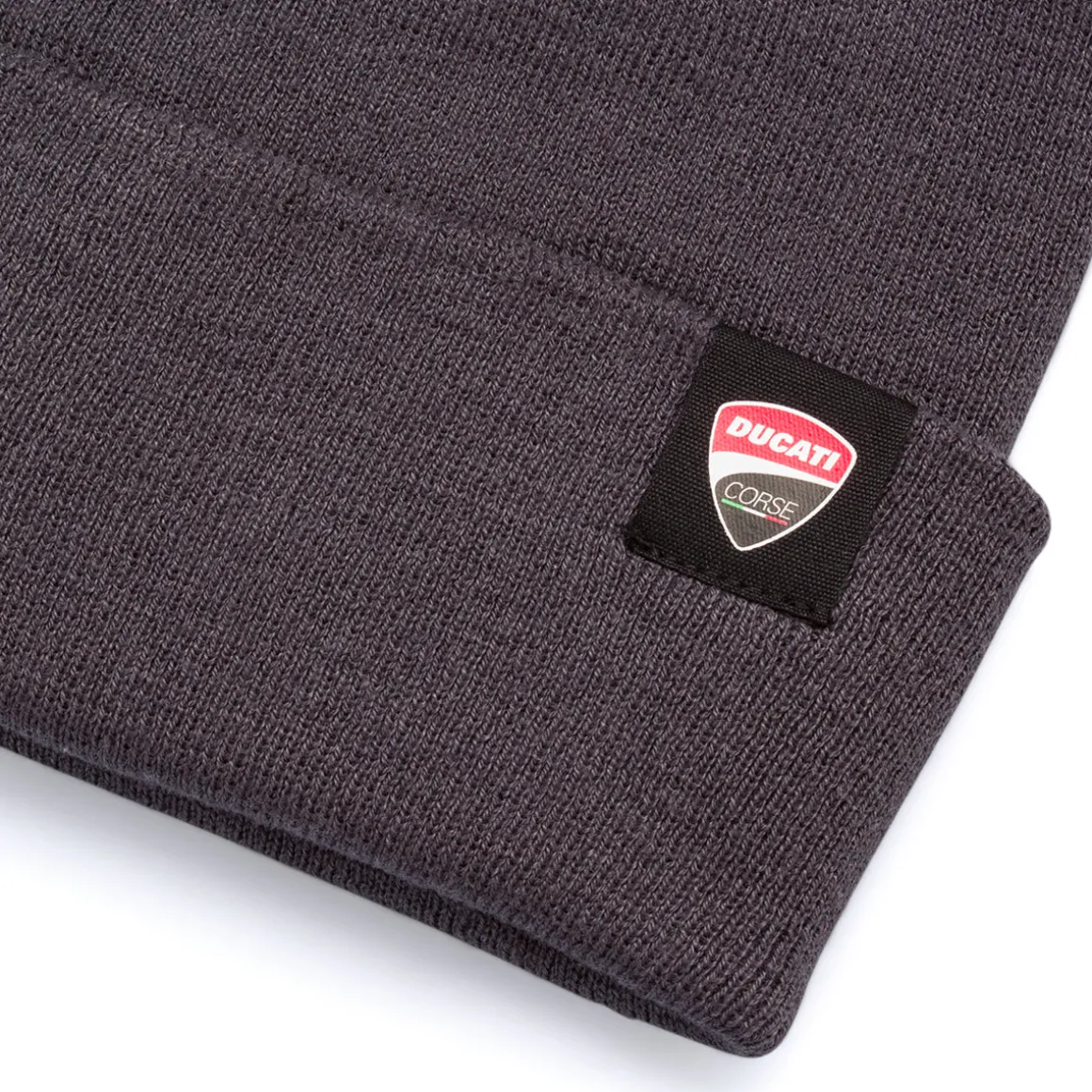 Berretto da Uomo grigio scuro a coste con patch logo Ducati Corse