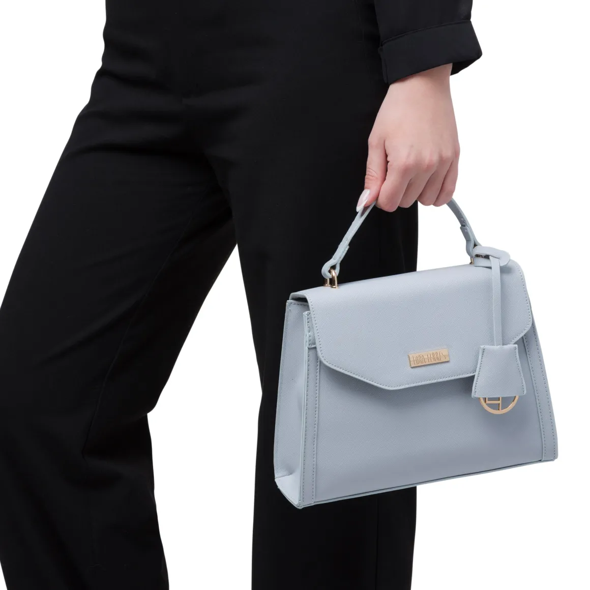 Borsa a mano azzurra da Donna con targhetta logo Lora Ferres